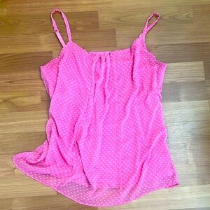 New York & Company Pink Tank Top with White Dots